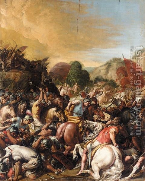 480x600 Battle Scene With The Death Absalom Roman School Reproduction - Roman Battle Painting
