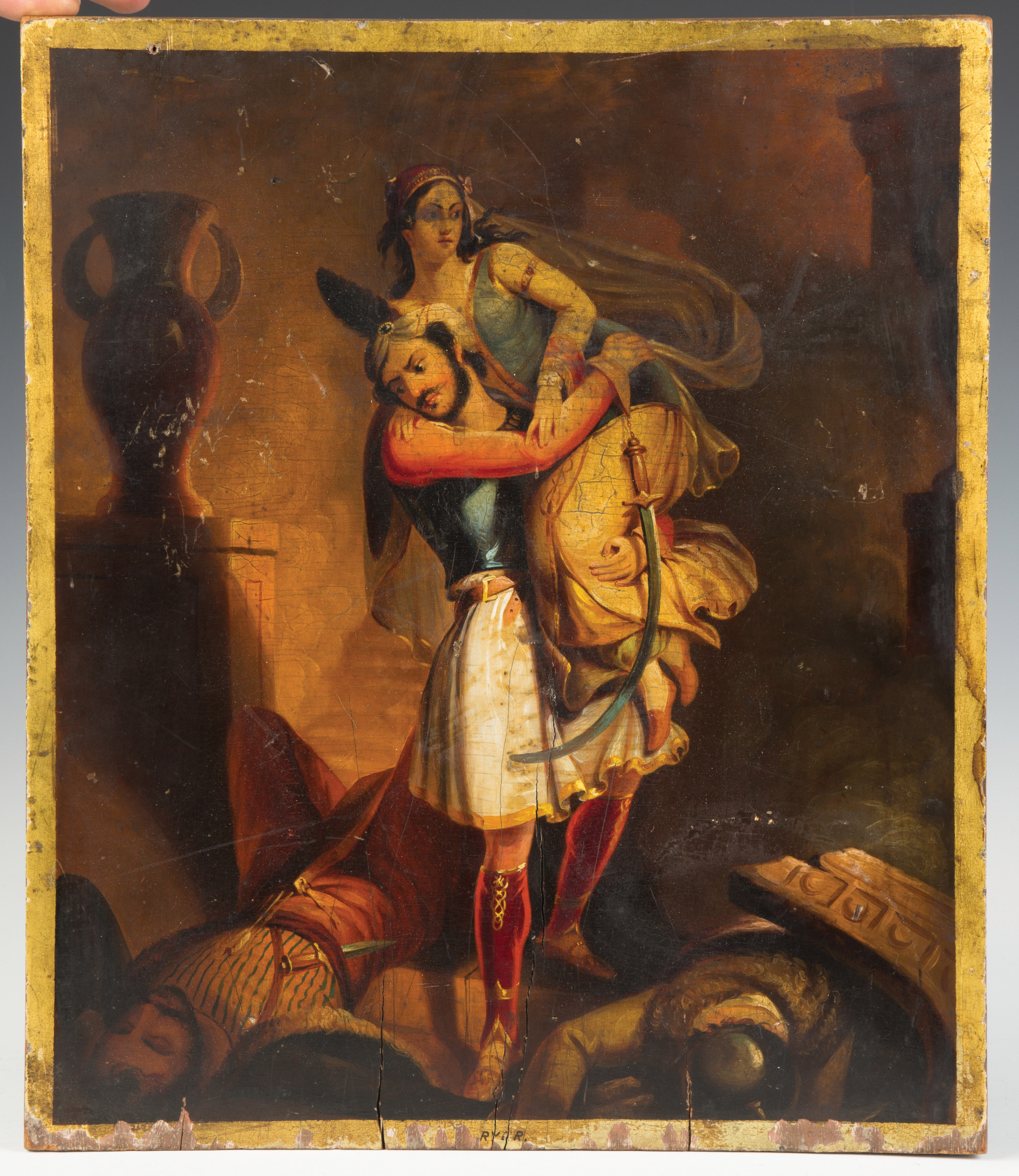 3059x3530 Roman Centurion Rescuing A Damsel, Painting Lofty Marketplace - Roman Centurion Painting