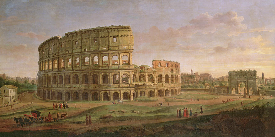 900x450 View Of The Colosseum With The Arch Of Constantine Painting By - Roman Colosseum Painting
