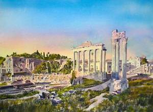 300x220 New Original Alan Reed Roman Forum, First Light Rome Italy - Roman Forum Painting