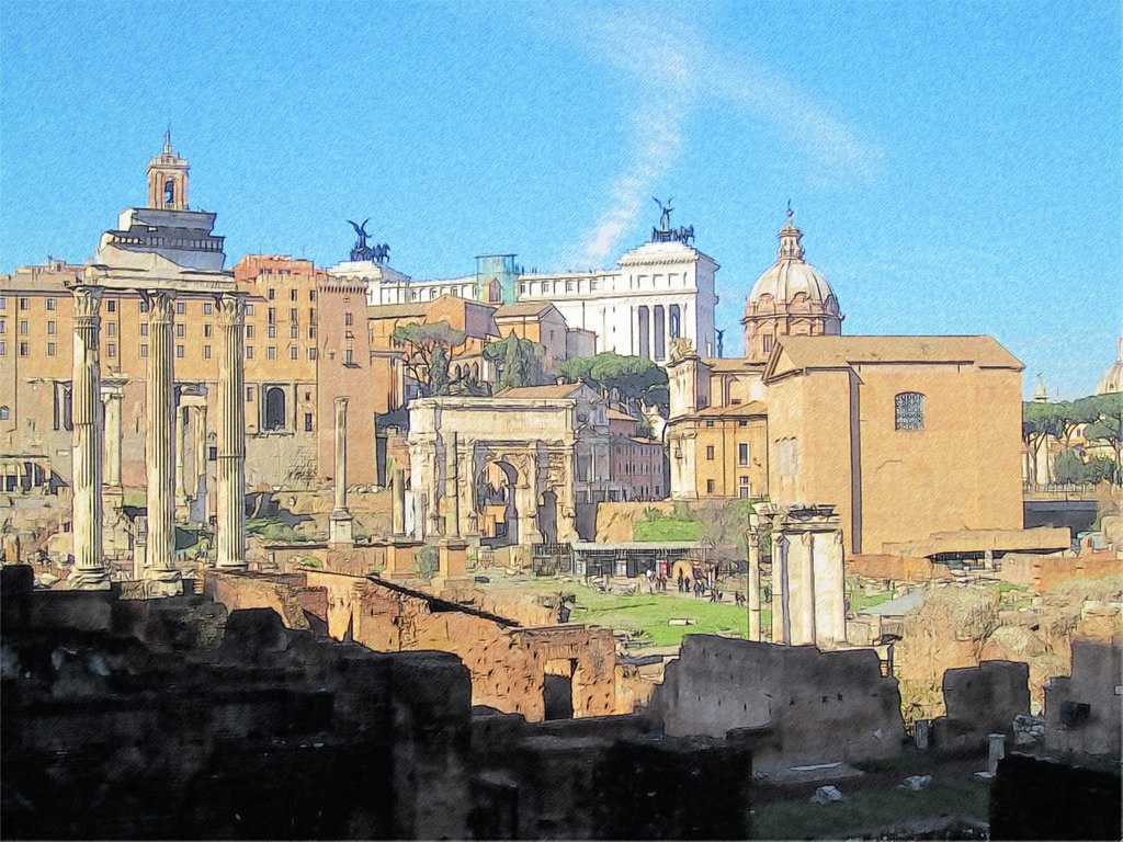 1024x768 Roman Forum By T Douglas Painting - Roman Forum Painting