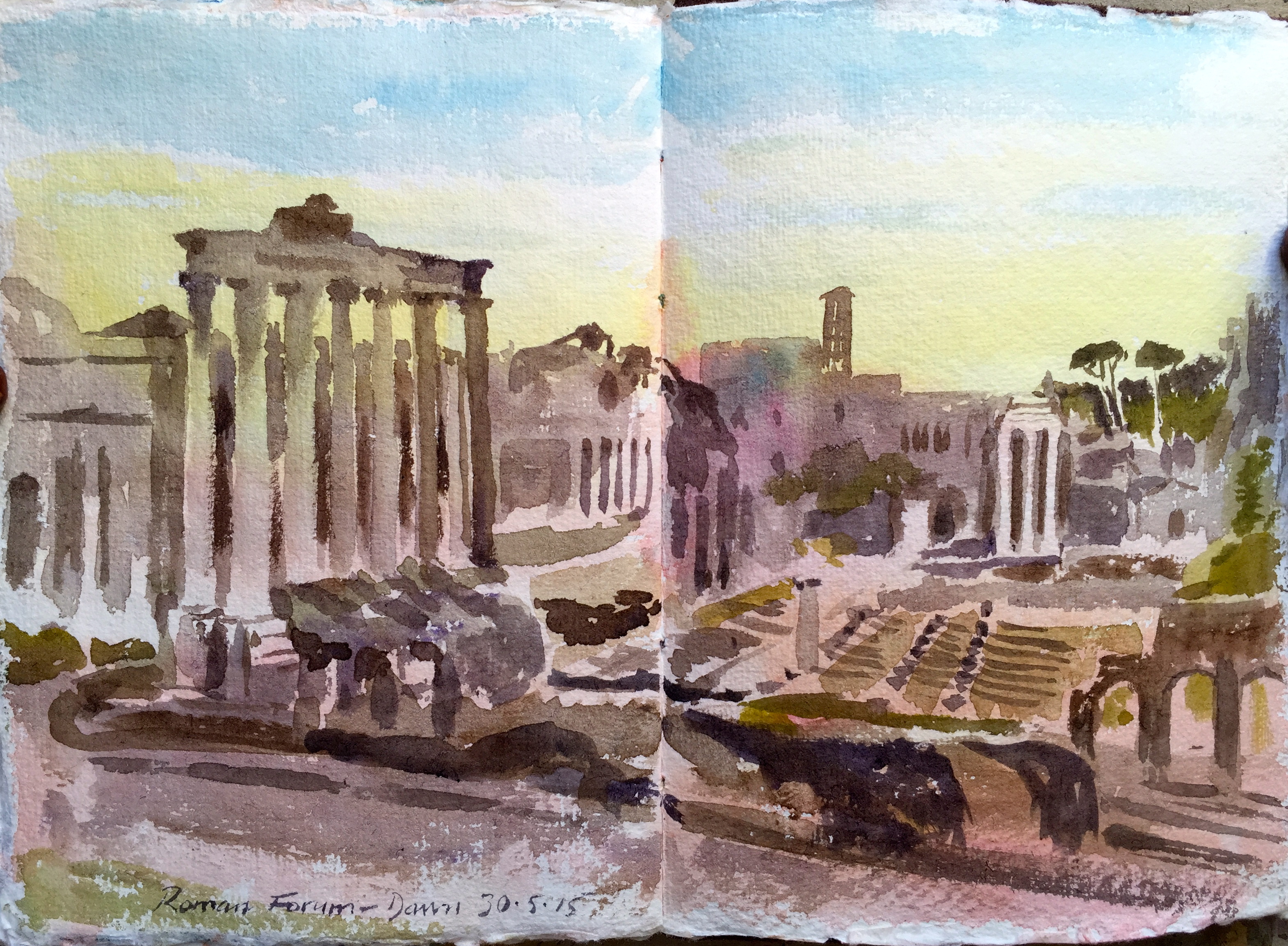 3140x2306 Roman Forum Sketch Reedart Painting Holidays In Italy - Roman Forum Painting