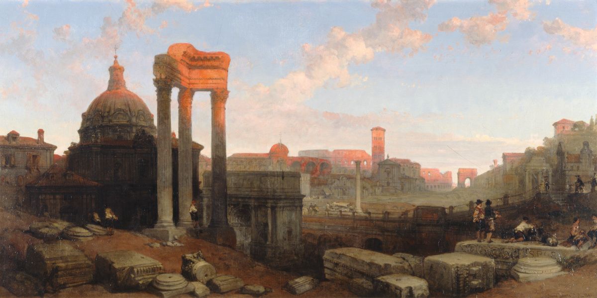 1200x599 The Remains Of The Roman Forum Painting David Roberts Oil Paintings - Roman Forum Painting