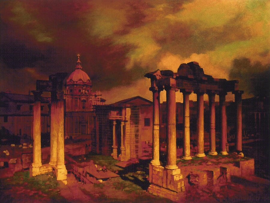 900x677 The Roman Forum Painting By Blue Sky - Roman Forum Painting