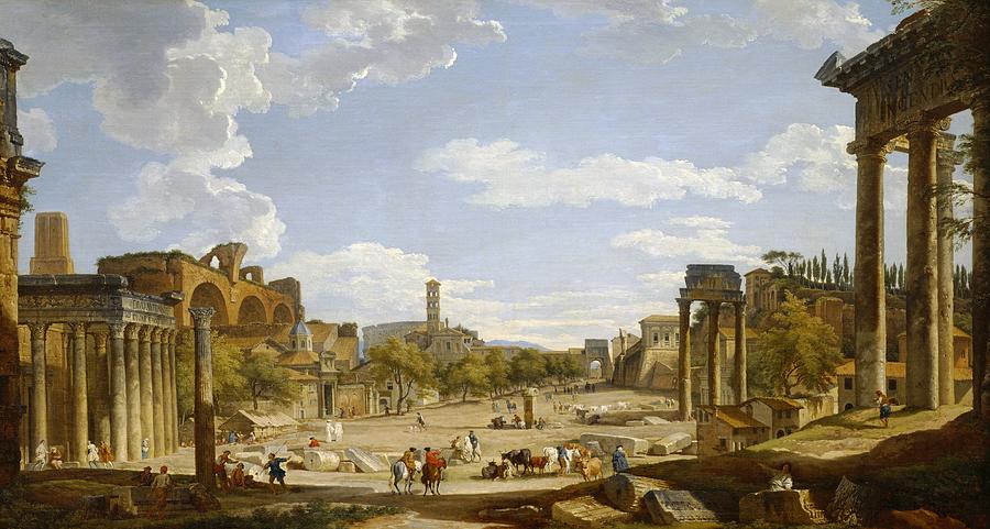 900x481 View Of The Roman Forum Painting By Giovanni Paolo Panini - Roman Forum Painting