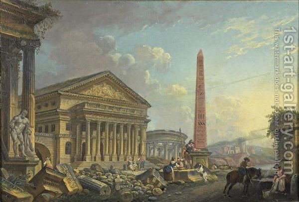 600x406 An Architectural Capriccio With A Roman Forum Pierre Antoine - Roman Forum Painting