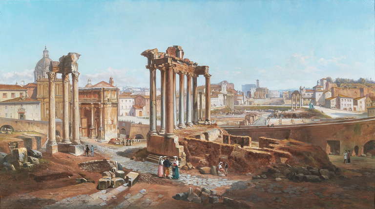 768x427 Vincenzo Giovannini Panoramic View Of The Roman Forum For Sale - Roman Forum Painting