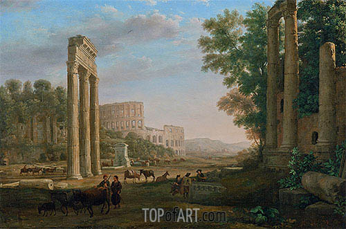 500x331 Capriccio With Ruins Of The Roman Forum Claude Lorrain - Roman Forum Painting