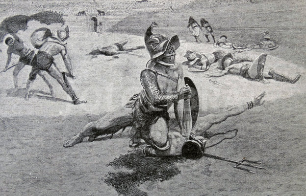 624x401 Painting Depicting Roman Gladiators - Roman Gladiator Painting