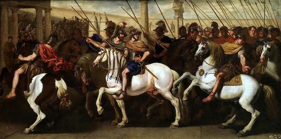 900x445 Gladiators And Roman Soldiers Entering The Circus Painting By - Roman Gladiator Painting