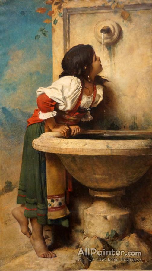 504x900 Leon Joseph Florentin Bonnat Roman Girl At A Fountain Oil Painting - Roman Oil Painting
