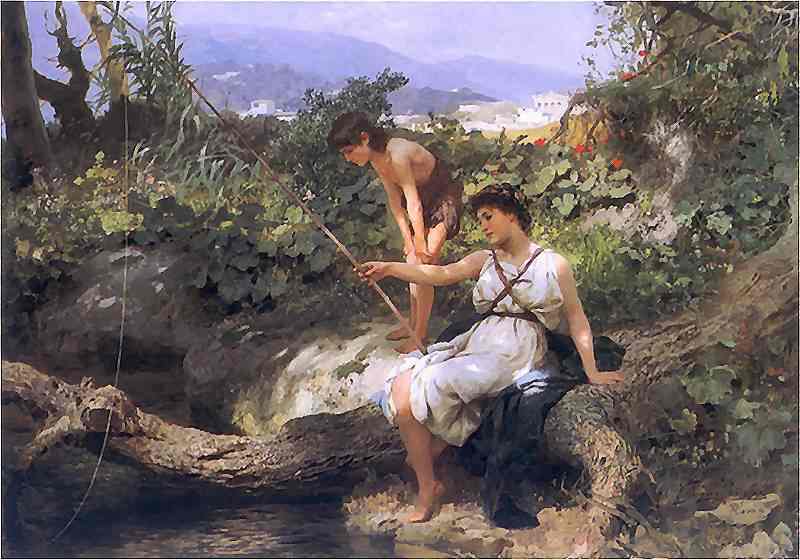 800x560 Oil Paintingfishing. A Scene From Roman Life. 1885 - Roman Oil Painting