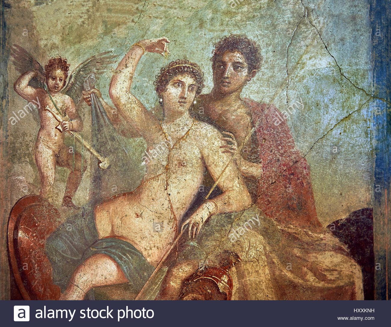 1300x1087 Roman Fresco Wall Painting Of The Divine Lovers Venus And Mars - Roman Painting