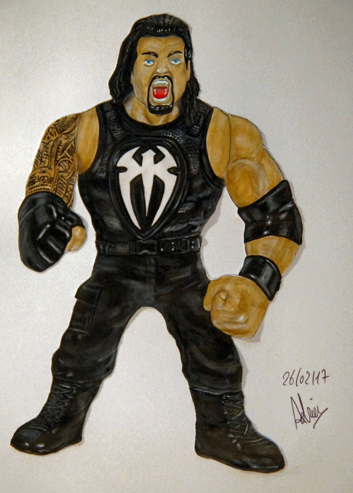 1146x1599 Retro Mattel Roman Reigns Painting Wwe Figure - Roman Reigns Painting