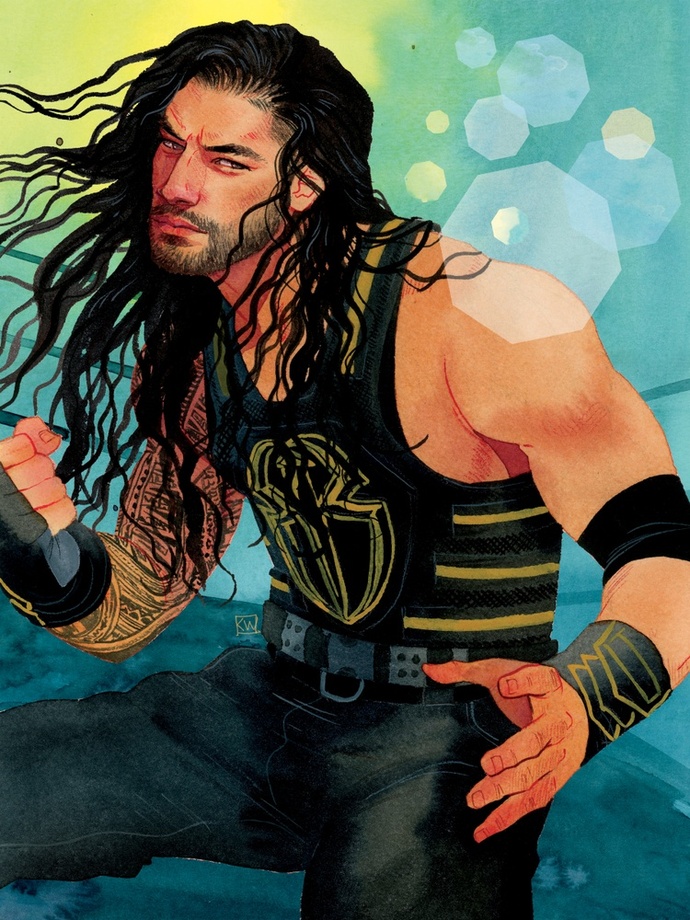 690x920 Roman Reigns, An Art Print By Kevin Wada - Roman Reigns Painting