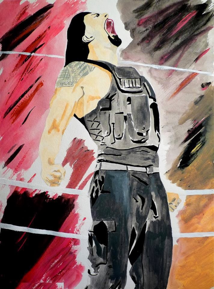 712x960 All Blu Ray Wallpapers Roman Reigns Sketches 2014 - Roman Reigns Painting