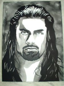 225x300 Canvas Painting Wrestler Roman Reigns Portrait D Bampw Art 16x12 - Roman Reigns Painting