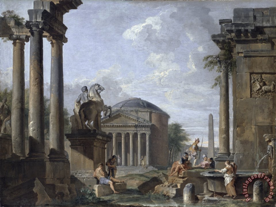 960x719 Giovanni Paolo Panini Landscape With Roman Ruins Painting - Roman Ruins Painting