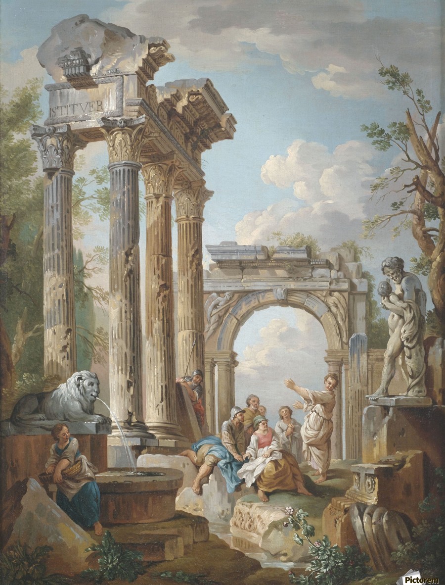 900x1182 Preaching Of An Apostle In Roman Ruins - Roman Ruins Painting
