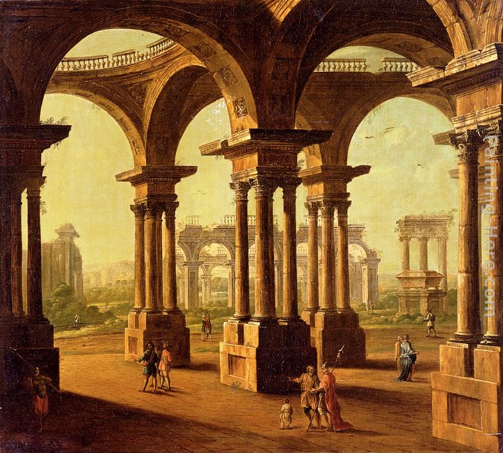 720x649 Antonio Joli Cappricio Of Roman Ruins With Classical Figures - Roman Ruins Painting