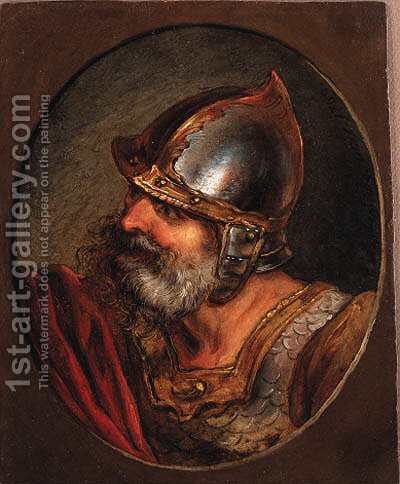 400x484 Head Of A Roman Soldier, In A Painted Oval Philip Jacques De - Roman Soldier Painting