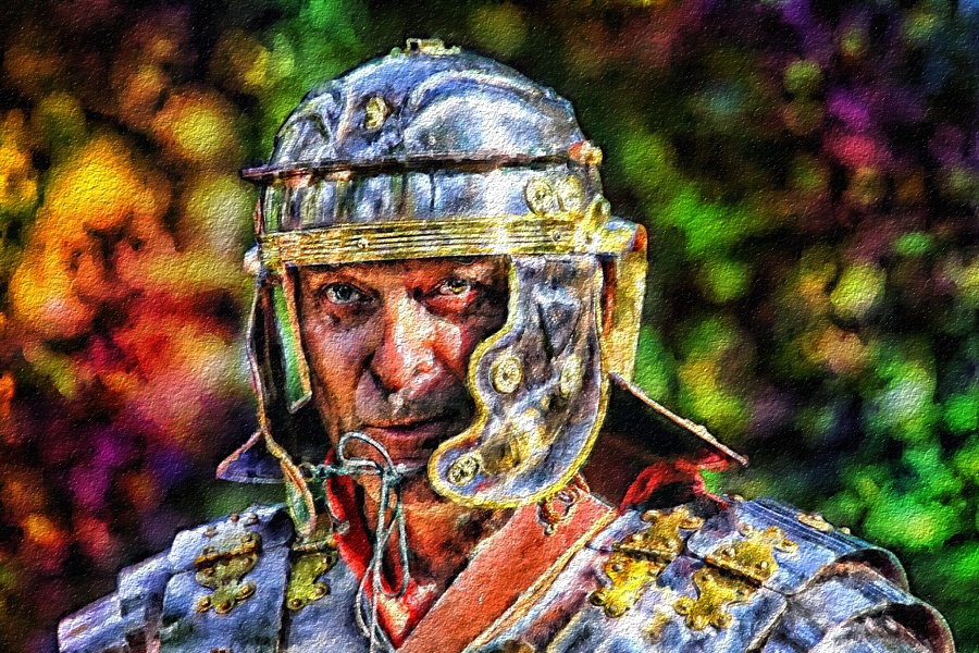 900x600 A Roman Soldier On Guard - Roman Soldier Painting