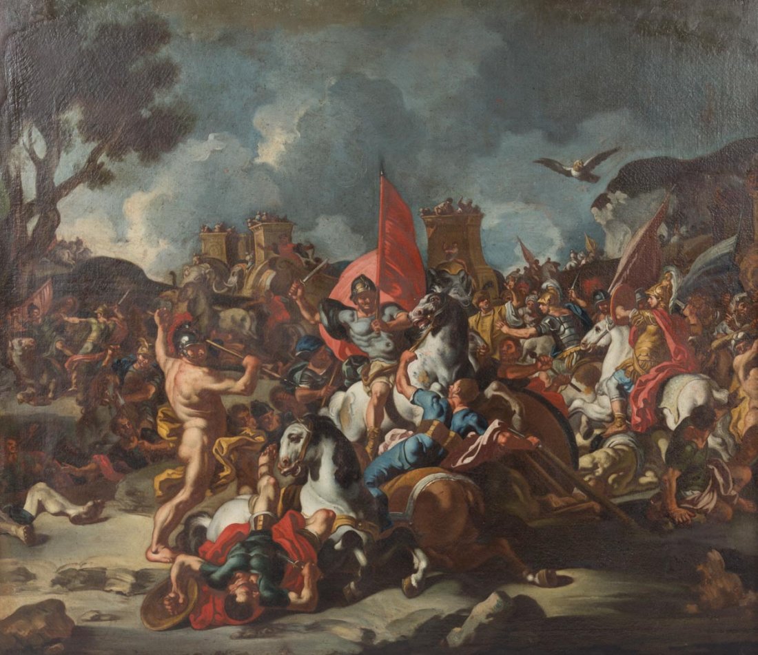 1100x951 Mythology 10 Works - Roman Soldiers In Battle Painting