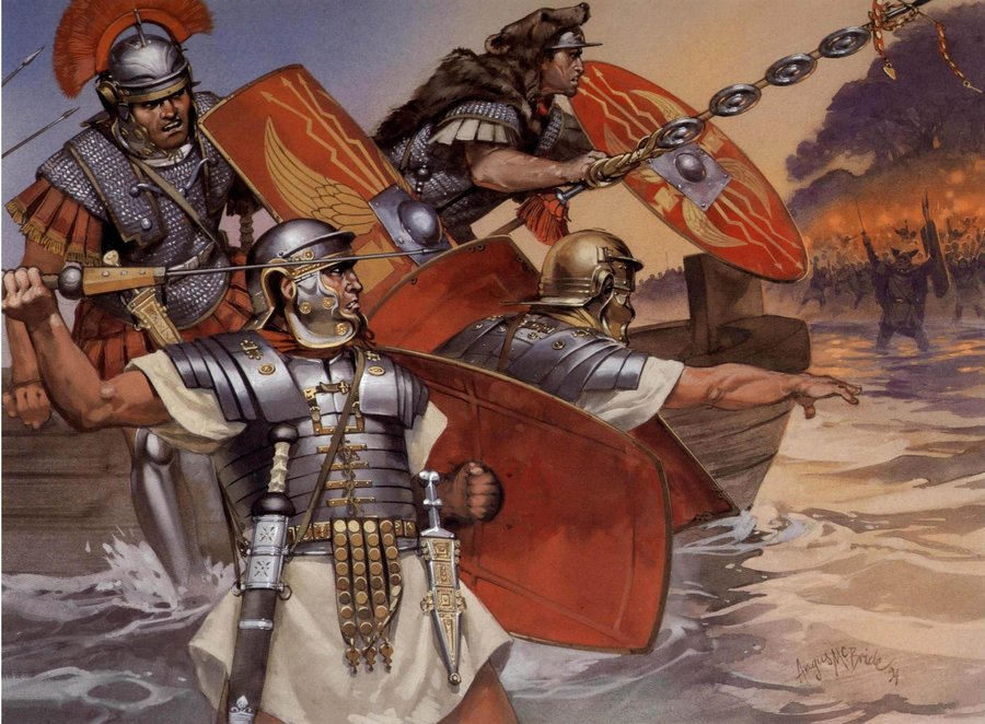 900x662 Romans Vs Han China - Roman Soldiers In Battle Painting