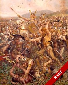 240x300 Germanic Tribes Vs Rome Roman Empire Battle Painting War Art Real - Roman War Painting