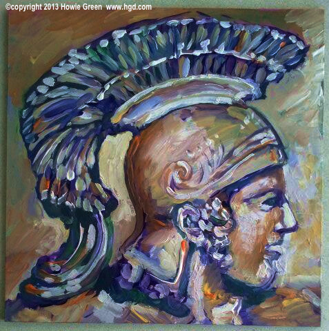 477x479 Roman Soldier Original Painting By Howie Green Based - Roman Warrior Painting