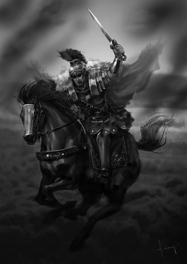 640x905 Detailed Two Tone Painting That Expresses The Determination - Roman Warrior Painting