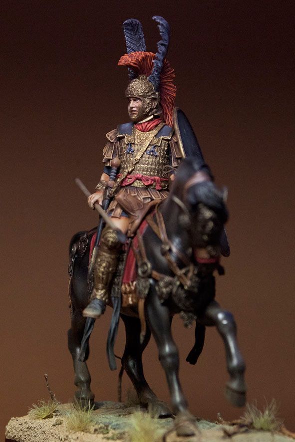 591x886 Beautifully Painted Roman Dekurion Toy Soldier On Horseback - Roman Warrior Painting