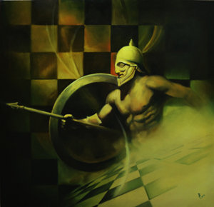 300x290 Chess Paintings Gallery By Roman Gumanyuk. Chess Paintings Gallery - Roman Warrior Painting