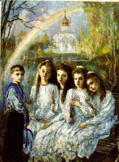 387x526 Painting Of The Children Of Emperor Nicholas Ii Alexandrovich - Romanov Painting
