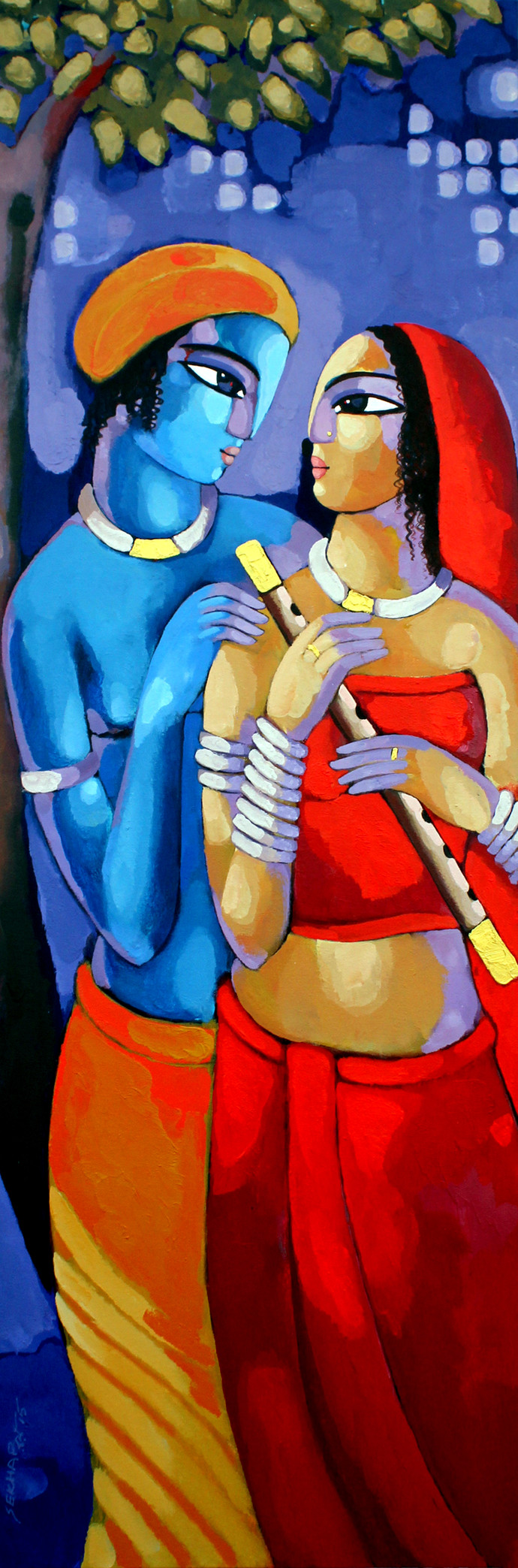 690x2087 Romantic Couple By Artist Sekhar Roy Decorative, Painting - Romantic Couple Painting Images