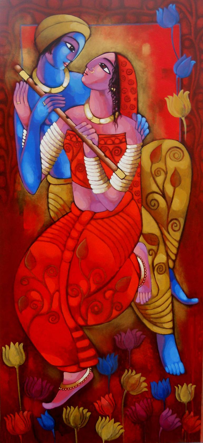 770x1679 Saatchi Art Romantic Couple Painting By Sekhar Roy - Romantic Couple Painting Images