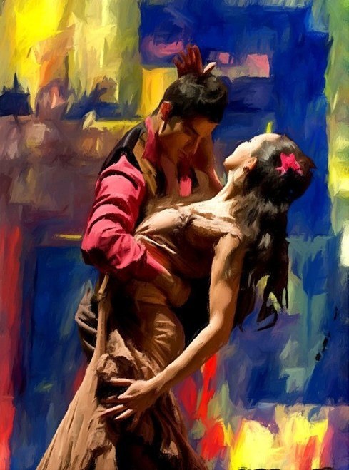 489x659 Shop Couple, Romantic, Love, Romance, Pair, Figurative, People - Romantic Love Painting