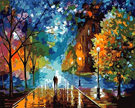 450x360 Diy Oil Painting By Numbers, Paint By Number Kits - Romantic Love Painting