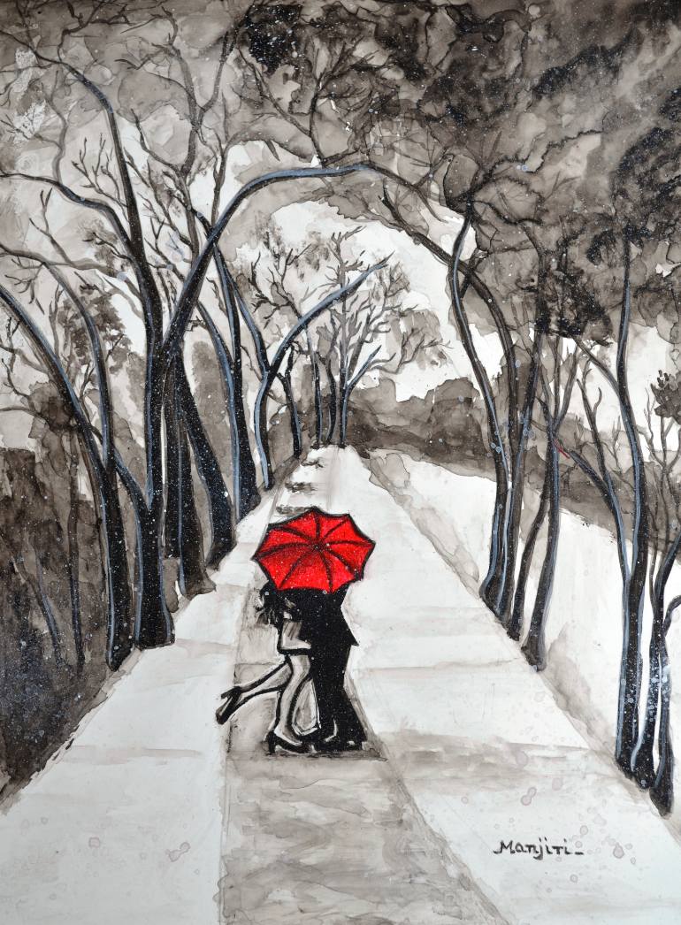770x1046 Saatchi Art Snow Kiss Romantic Painting Special Sale - Romantic Painting