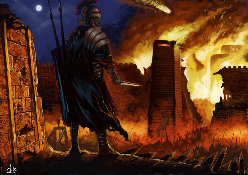 1054x745 Hail Rome Victorious By Doctorgurgul On Obrazy Klio - Rome Burning Painting