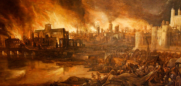 608x292 Who Really Started The Great Fire Of London - Rome Burning Painting
