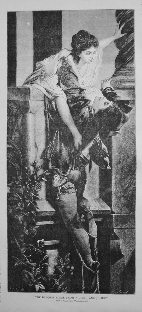 456x1000 The Balcony Scene From Romeo And Juliet. (From A Painting By - Romeo And Juliet Painting Balcony Scene