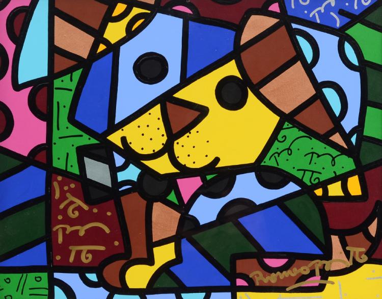 750x586 Romero Britto Painting Yellow Dog - Romero Britto Painting