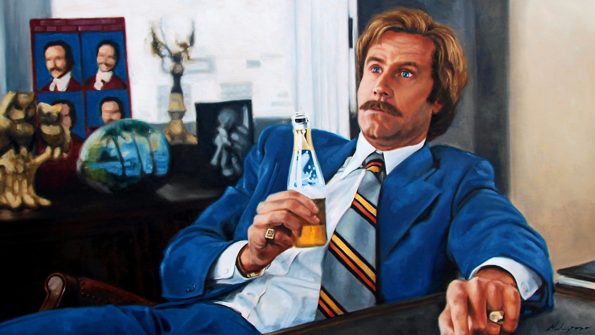 2048x1152 Ron Burgundy In Blue (Anchorman) Art Print - Ron Burgundy Painting