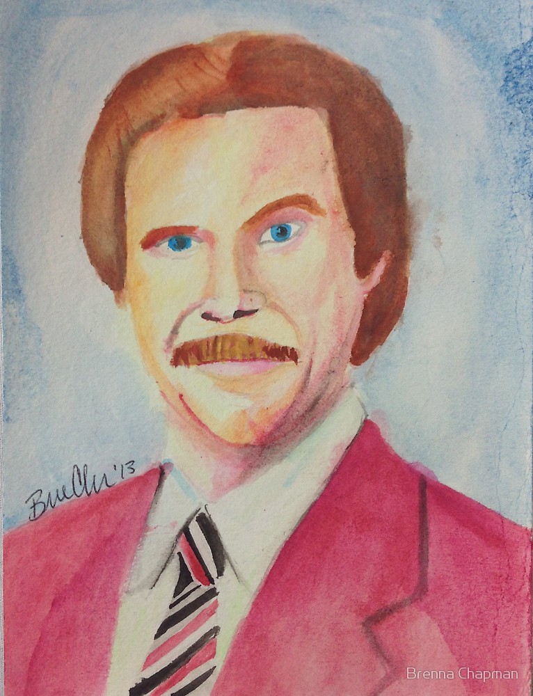 766x1000 Ron Burgundy By Brenna Chapman Redbubble - Ron Burgundy Painting