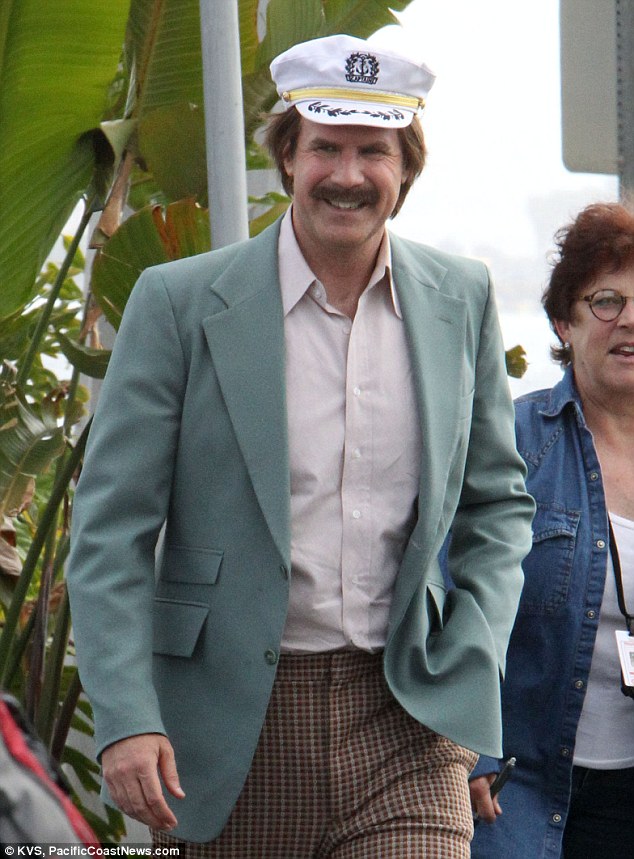 634x859 Will Ferrell Dons Captain's Hat To Cruise In His Painted Trailer - Ron Burgundy Painting