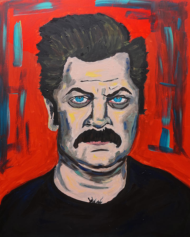 720x900 Ron Swanson Painting By Katherine Klauber - Ron Swanson Painting