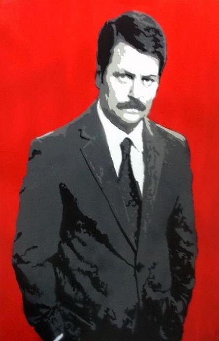 444x689 Ron Swanson Painting By Mark Burns - Ron Swanson Painting