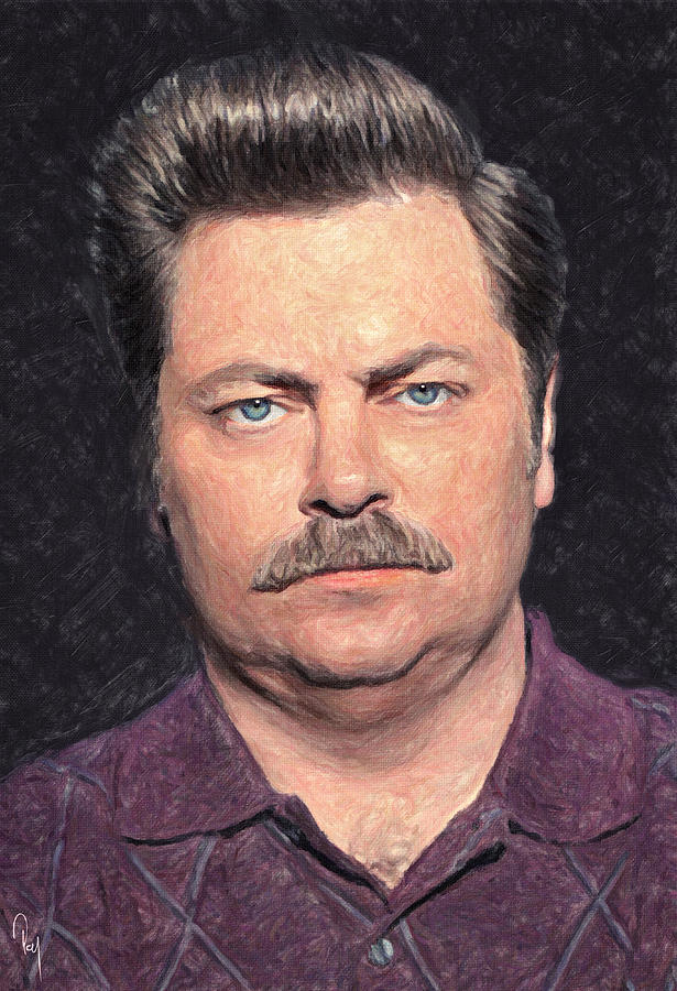 615x900 Ron Swanson Painting By Zapista - Ron Swanson Painting