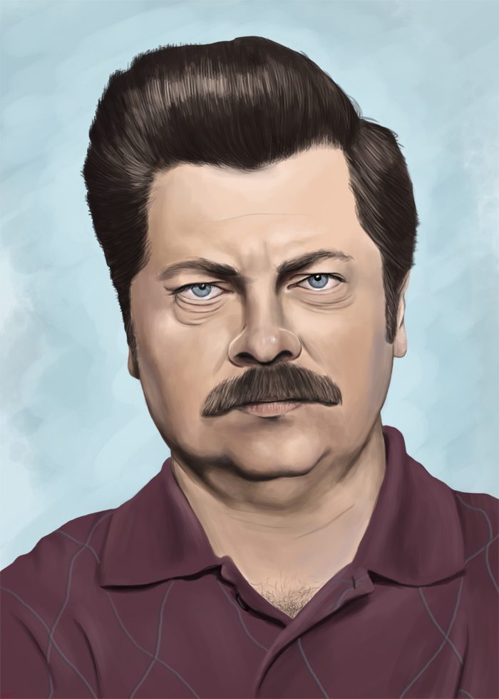 700x980 Ron Swanson By Jrsly - Ron Swanson Painting